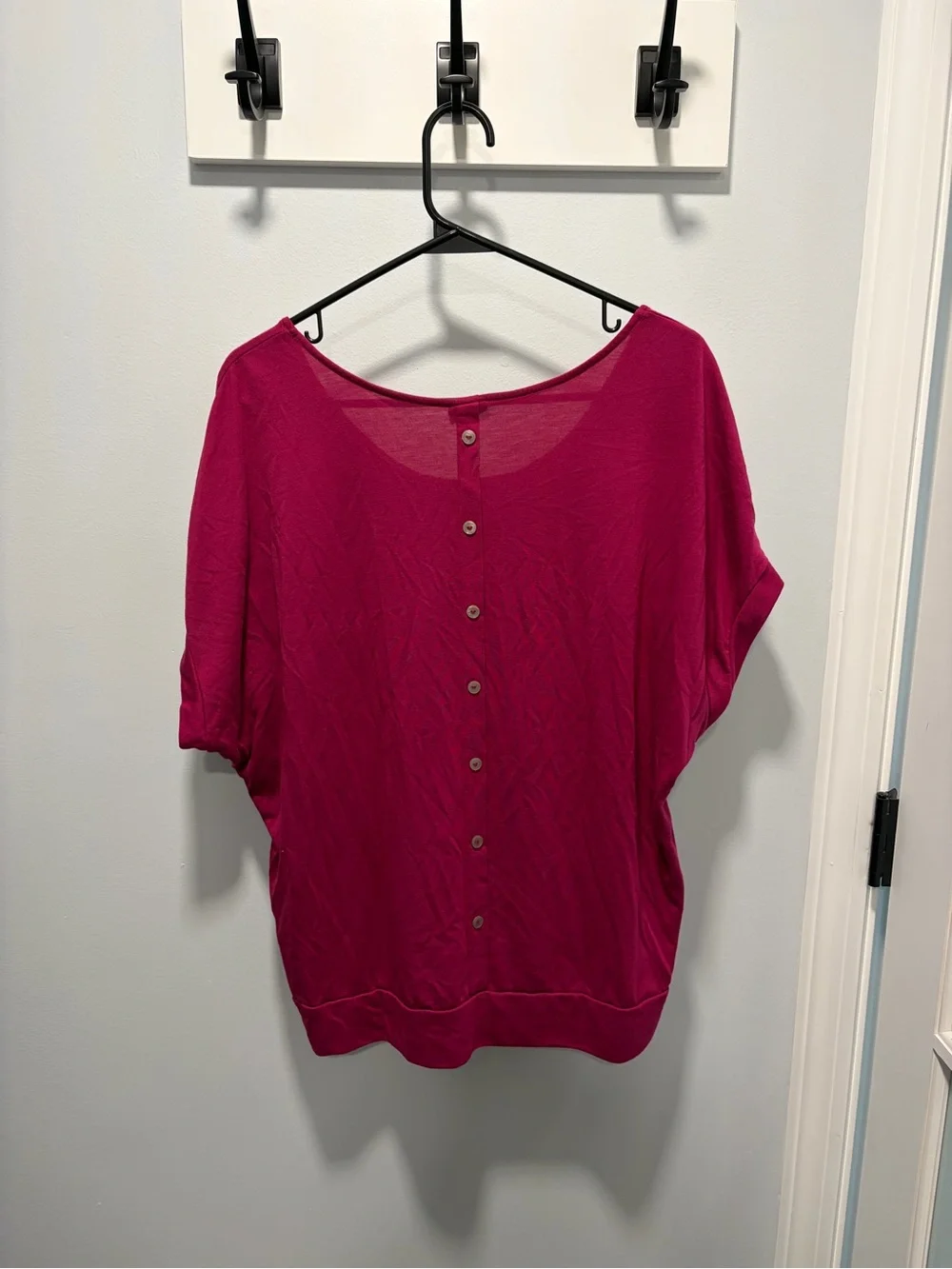Faded Glory Fuchsia Short-Sleeve Printed Dolman Top